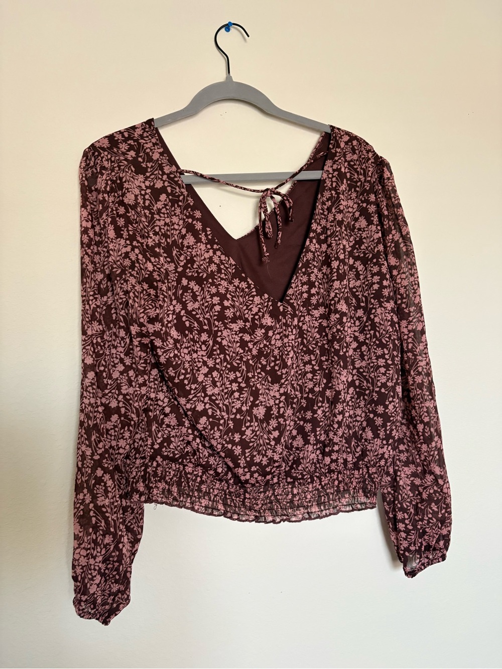 nine britton Mauve Pink Floral Wrap Blouse